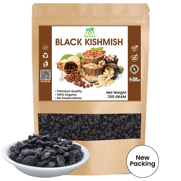 Kali Kishmish / Soghi  Dry Black Raisin Black Draka  Kala Mewa / Meva  Used For Baking - 250 Gram