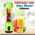USB Rechargeable Juicer Blender 6 Blades Electric Blender Mini Portable Personal Size Juicer Cup USB Rechargeable Mixer 380ml Food Grade Water Bottle Portable Fruit Juicer Machine. 
