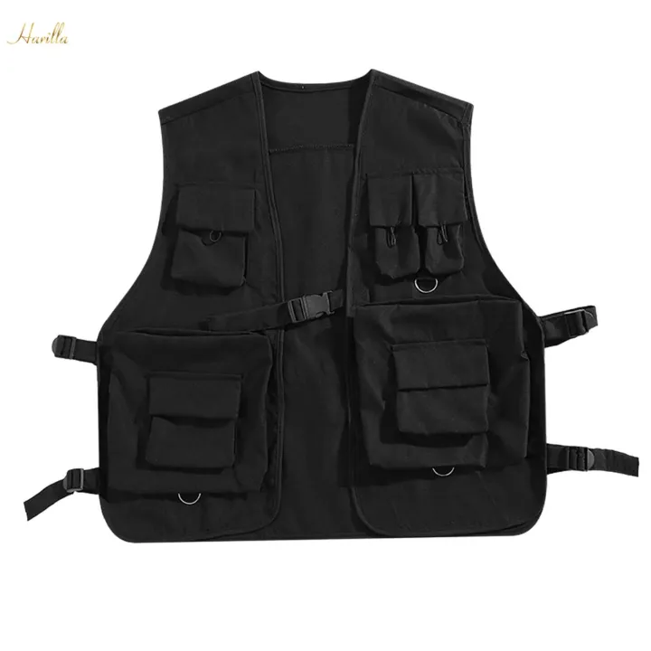 Utility%20Vest%20for%20Men%20Women,%20Cargo%20Vest,%20Breathable%20Front%20Buckle%20Casual%20Waistcoat%20Outerwear%202XL%20Black%20-%20Image%204