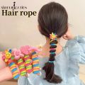Rainbow Hair Rope Phone Scrunchies Korean Style Girls Phone Cord Spiral Hair Tie High Elastic Ponytail Rope Hair Accessories. 
