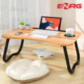 Energy - ENRG Wooden Gaming Laptop Table With Fan For Bed Foldable Stand Ergonomic Portable Drawing Notebook Reading Food Breakfast Serving With Inbuild Tablet And Cup Holder Slots Couch Black Brown Pink Yellow Green White Blue. 
