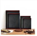 Plastic Fast Food Tray Restaurant Serving Trays For Tea Cake Kitchen Bar Dinnerware European Hotel Long Plate Black Set of 4 Pcs. 