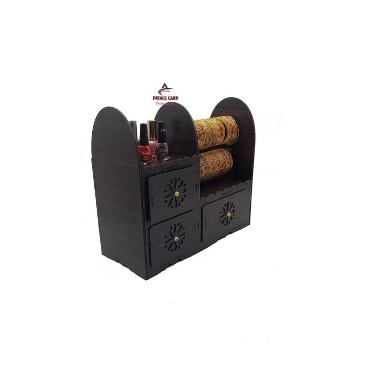 bangle stand,3 drawers,Cabinets,bangle stand with space saver,desk organizer, wooden Jewellery Box, rack, shelf, laser cut,Brushes Holder Stand with Drawer –churi stand- Princecard Store