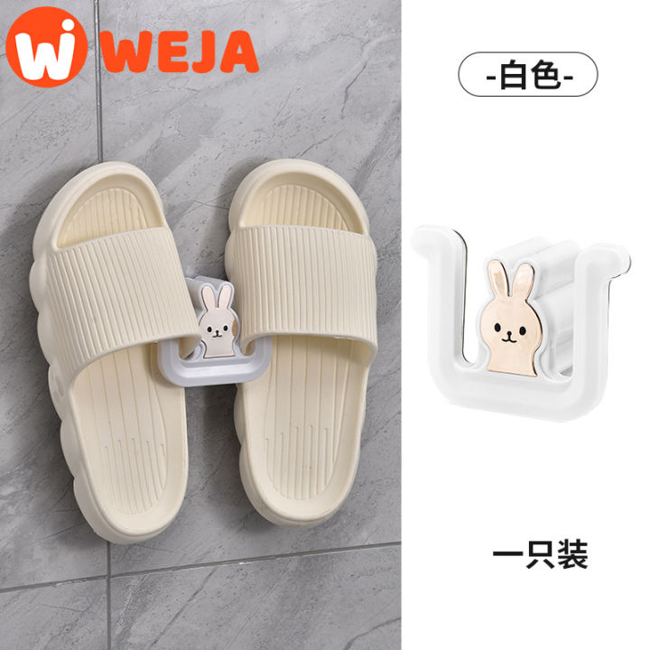 【WEJA】Cartoon cute rabbit bathroom slipper rack nonporous wall hanging ...