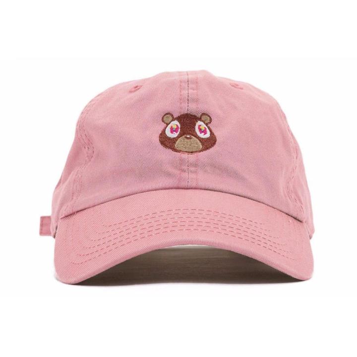 【The road to happiness Store】Kanye West Bear dad hat 100% Cotton Cartoon little bear embroidery Baseball Cap Unisex Summer outdoor caps