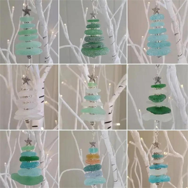 Sea Glass Art Decoration Christmas Tree Ornament Crafts Ocean Themed Christmas Tree Decoration Sea Glass Christmas Ornament Sea Beach Christmas Tree Decor