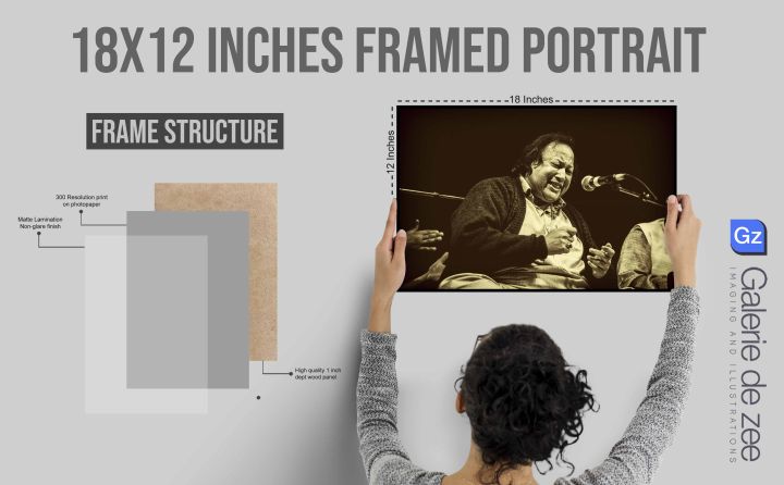 Nusrat Fateh Ali Khan 12x18 Inches Framed Portrait