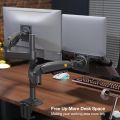 ENRG NB North Bayou H180 Dual Arm 2 in 1 Combo Laptop Mount with Adjustable Tray for 10-17” Notebook Full Motion Monitor Desk Mount Arm Stand Full Motion Swivel Monitor Arm with Gas Spring for 17 - 32 Inches LCD And Monitor. 