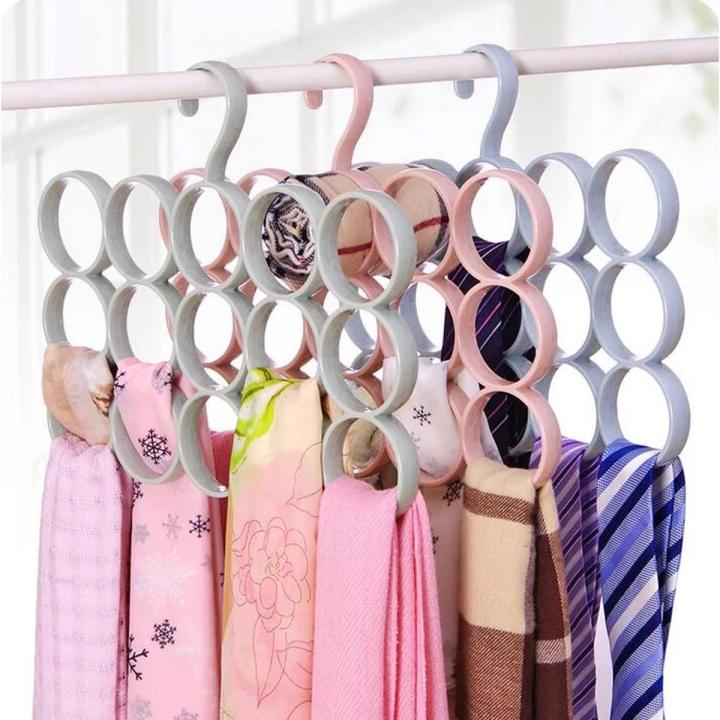 1 PCS 15 Ring Hole Hanger Plastic Hanging Storage Organizer Rack Scarf Holder Ties, Shawls, Accessories 5 Sections Ring Hanging Hanger