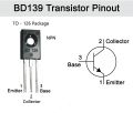10 Pcs Transistors - NPN BD139 Complementary low voltage transistor for Audio amplifier. 