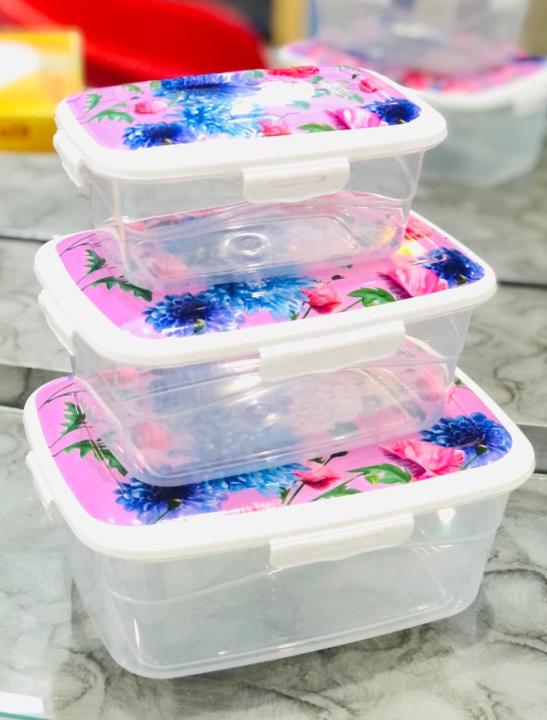 3%20Pcs%20Boxes%20Set%20With%20Air%20Tight%20Locking%20Clips%20Beautiful%20Printed%20Designs%20Freeze%20Safe%20BPA%20Free%20Plastic%20Food%20Storage%20Dispenser%20Containers%20Random%20Design%20and%20Shape%20-%20Image%204