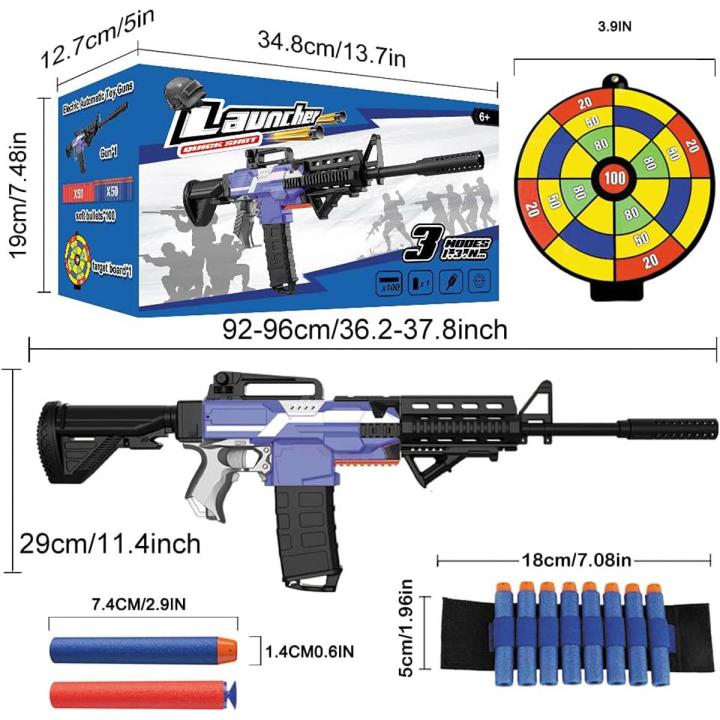 Toy Gun for Nerf Guns Bullet, Automatic M416 Blaster w/ 12 Clip Magazine, 100 Foam Dart, 3 Burst Modes & USB Rechargeable, Kids Shooting Game Toy, Birthday Gift for Boys, Girls, Teens, Adult