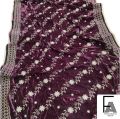 Velvet Shawl with Golden Zari Tilla Work - 2.5 Yards. 