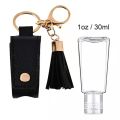30ML Leather Hand Sanitizer Keychain Holder Travel Bottle Hand Sanitiser Case Refillable Container Flip with Tassel. 