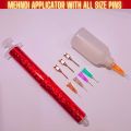 mehndi injection pen kit mehndi pen with 1 bottle & 8 nozzles for creating henna mehndi designs- diy mehndi applicator tool kit. 