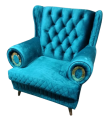 1 Modern Sofa Chair Tufling Designe One Seater Fabric Blue Velvet With Free 1 Cousion Colour {{Special Offer Available }}. 
