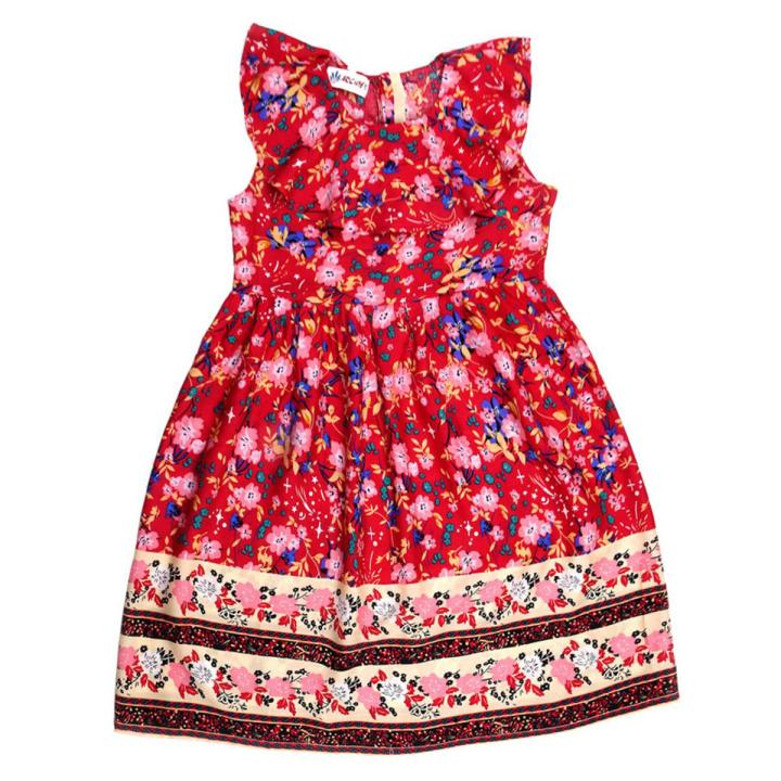 Archies Girls Red Floral Printed Frock