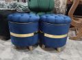 Ottoman Stool Puffy Pair (Round shape) (Pack of 2). 