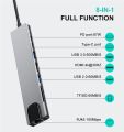 USB C Hub 8 in 1 multiport Adapter with 87W Power Delivery 4K HDMI, 2 USB 3.0 Ports,Fast Ethernet SD/Micro SD Card Reader Portable for MacBook_ Pro,Chromebook_, Dell_ XPS and More Type C Laptops. 