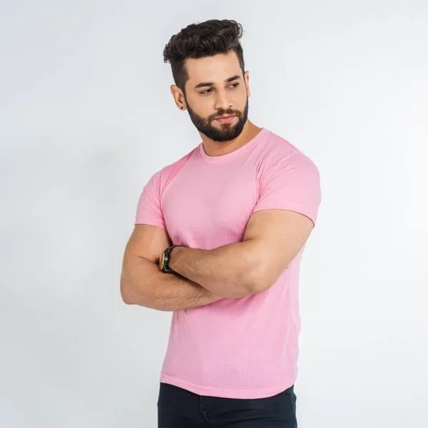 Basic%20Pink%20Half%20Sleeve%20T%20shirt%20For%20men%20-%20Image%203