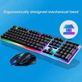 G21B USB Wired 104 Keys Keyboard & Mouse Set Rainbow-Color Backlight for Laptop Computer PC. 