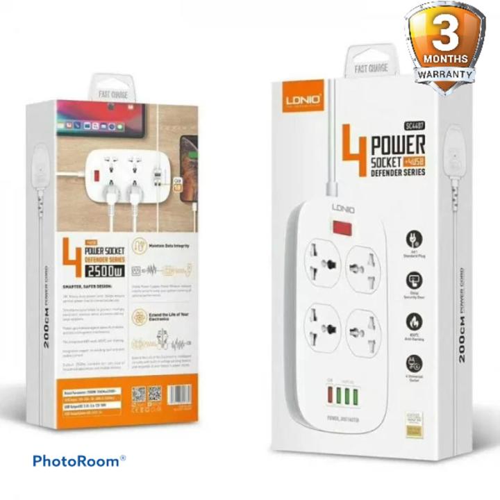 LDNIO SC4407 Power Strip With 4 Socket Outlets and 4 USB Port + Overload Protection QC 3.0 ( 3 MONTHS WARRANTY)