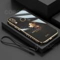 For Huawei Honor 10 Lite Back Cover + Hand Strap Fashion Shiny 6D Plating Maple Leaves Protective Case Square Bumper Soft Silicone Mobile Phone Cases. 