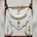 Golden Jewellery Set With RhinStone And Crystal Pearls For Women. 