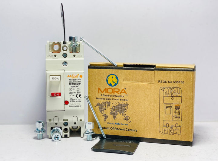 MORA MCCB DC 125 Amp | MCCB DC Breaker For Battery | MCCB Breaker 125A 2-Pole DC Breaker | Battery Breaker, Solar Panels Breaker, and Copper Points