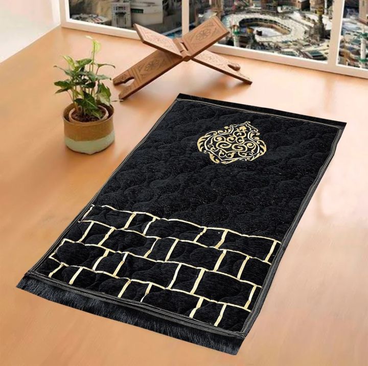 Super Soft Muslim Prayer Rug Orthopedic Padded Foam Cushion 100% Raschel Thick Velvet Non-Slip Janamaz
