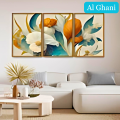Abstract Colorful Spring Flower Texture Art Floating Wall Painting Set of Three | Al Ghani. 