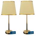 Pair of Golden Steel Table Lamps For Bedroom, Pair of Metalic Lamps  with Rhombus Shades for Table Decor - Raqeeq. 
