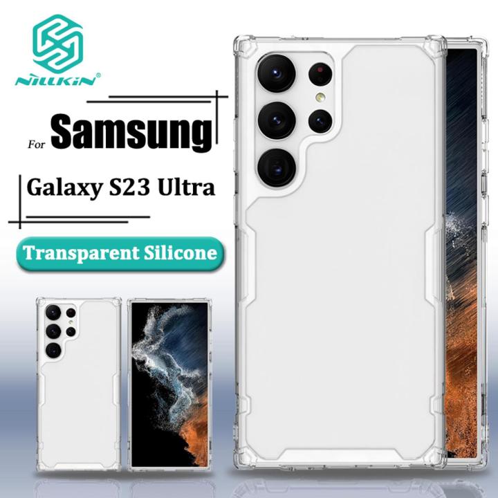 Nillkin Luxury Soft Silicone Case for Samsung Galaxy S23 Ultra Phone Cases Transparent TPU + PC Silicone Clear Shockproof Back Cover