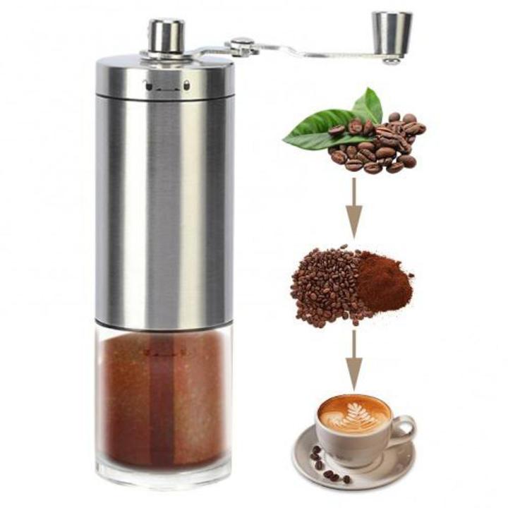 Manual Portable Ceramic Adjustable Settings Hand Coffee Beans Mill Grinder Collapsible Handcrank for Drip Coffee-Stainless Steel