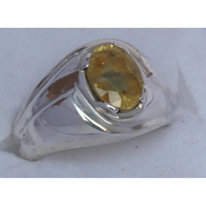 Brilliant Yellow Pukhraj Silver ring for Men and Women great Luster