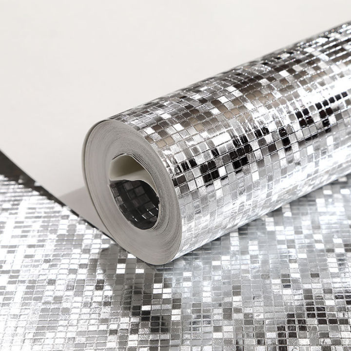 Glitter Mirror Effect Mini mosaic Sparkle Light Reflect Gold Foil Wallpaper Silver Foil WallPaper papel de parede decor טפט לקיר