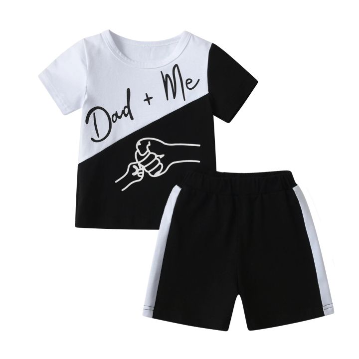 1-4Years Cute Toddler Baby Boy Summer 2pcs Clothes Set New Printed Short Sleeve Patchwork T-shirt Top with Short Pants Outfits