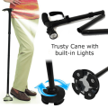 Trusty Cane - Sturdy Folding Walking Triple Head With Built in Lights - Fordable Walking Stick. 