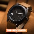 Luxury Military Watch for Men with Brown Leather Strap and Black Dial. 