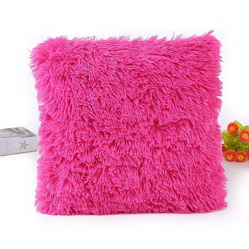 Solid Soft Fluffy Plush Cushion Cover Sofa Decorative Pillow Cover Home Pillowcase Shaggy Fur Cushion Cover Home Textile Decor Daraz.pk