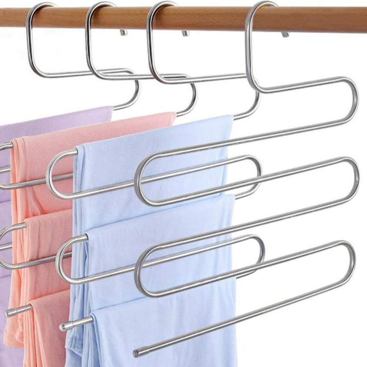 5 Layers Magic Hanger for Wardrobe, Sarees Pants Scarfs & Other Clothes Plastic Multi Purpose Hanger,