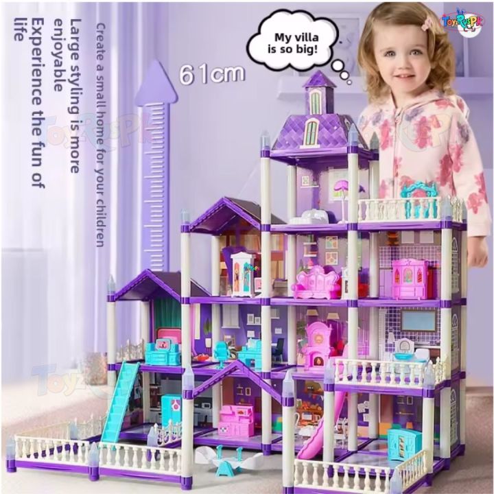 Princess%20Big%20Villa%20DIY%20Dollhouse%20for%20Girls%20%20Pink%20Princess%20Castle%20Play%20House%20with%20Slide%20Yard%20and%20Furniture%20%20DIY%20Building%20Set%20for%20Kids%20%20Dream%20Palace%20Role%20Play%20Toy%20with%20Dolls%20%20Best%20Gift%20for%20Girls%20Age%203-10%20Years%20%20Toy%20Doll%20House%20%20ToyzRusPk%20%203D%20Assembled%20-%20Image%207