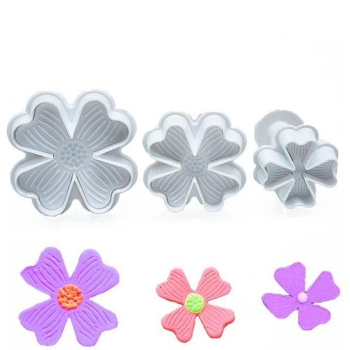 Four Clover Flower Fondant and Cookie Plunger Cutter 3Pcs Set