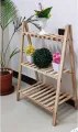 Wooden Plant Stand 2 Tier Foldable Flower Pot Display Shelf Rack Solid Wood Floor Two-layer Storage Balcony Folding Flower Stand. 