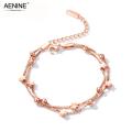 【beauty code】Aenine Fashion Rvs Ster Bal Chain Link Armbanden Voor Rose Kleur Double Layer Armband AB17099. 