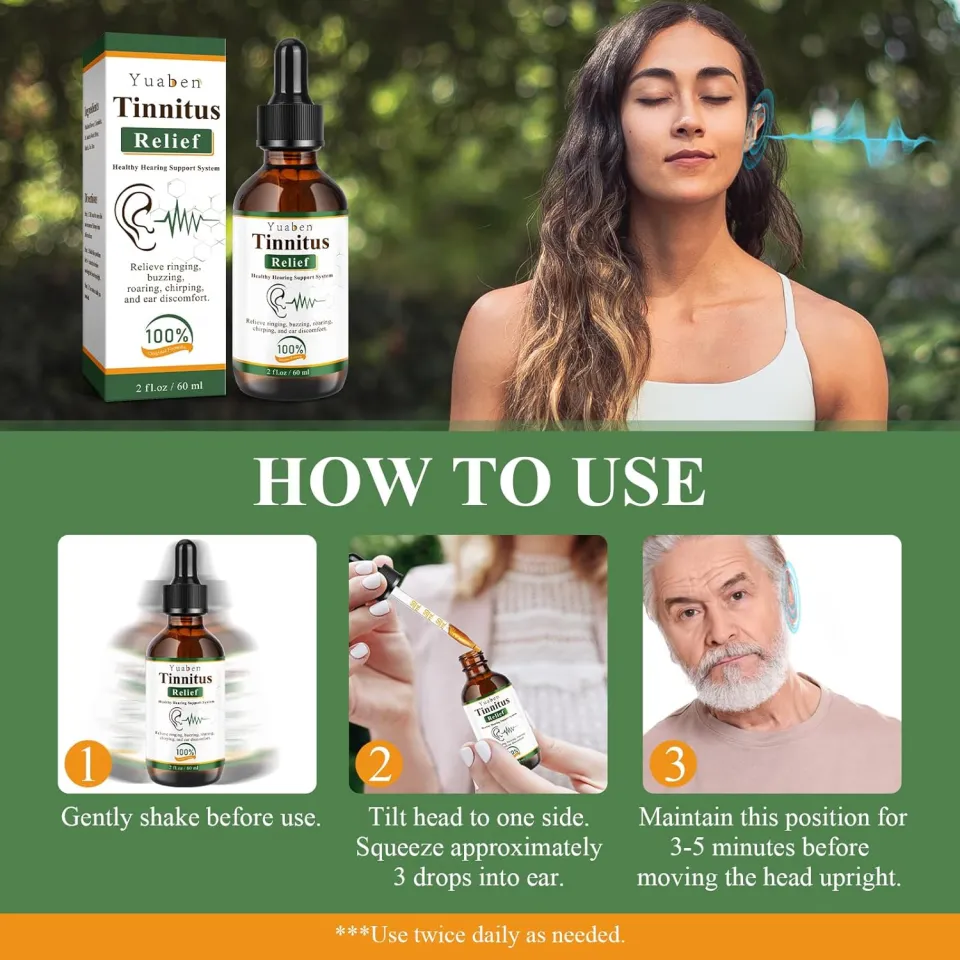 🌸 Yuaben Herbal Ear Drops (60ml) – Tinnitus Relief & Clogged Ear Comfort | Natural Plant-Based