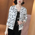 Bingirl Women Coat Patchwork Round Neck Long Sleeve Zipper Jackets Fashion Printed Sun Protection Clothes. 