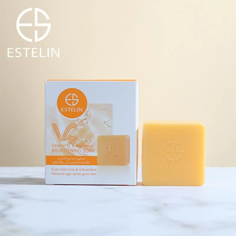 ESTELIN Vitamin C & Turmeric Brightening Soap Even Skin Tone & antioxidant  Remove Age Spots Glow Skin Soap 100g ES0124