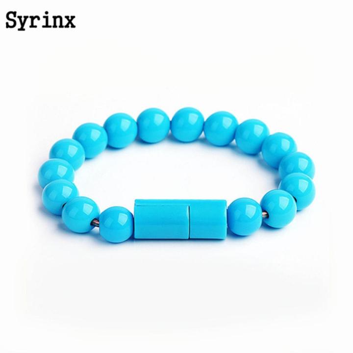 23.7cm 8 Pin Wristband Mobile Phone Cables Micro USB Type C Data Bead Bracelet Portable Charger for Iphone Cable Short