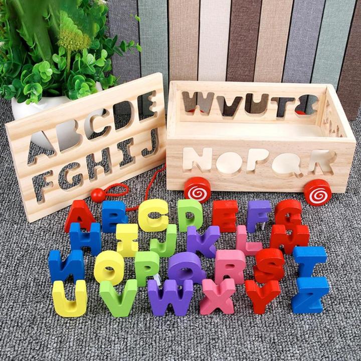 Alphabet Raw Wood Trailer/ Pulling Toy Car/ Educational Learning Fun Game for Kids/ Toys for Kids/toys for boys/ toys for girls/ Wooden Toy/ Pegged Puzzle